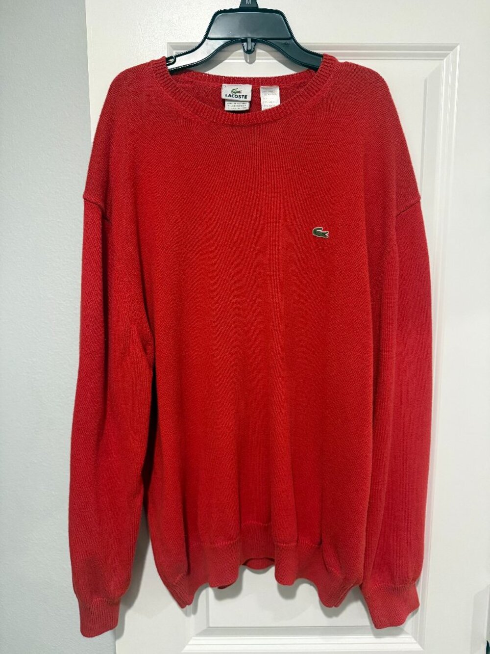 Lacoste red cotton crewneck sweater Large